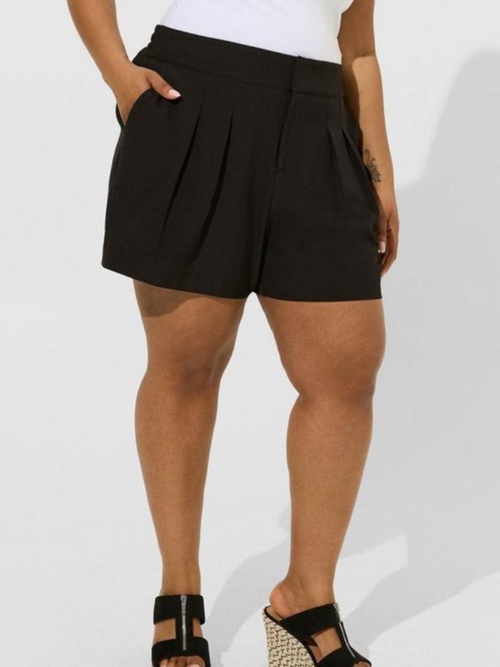 Torrid Wide Leg Black Studio Crepe Shorts